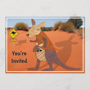 Mom and Baby Kangaroo in the Outback Invite