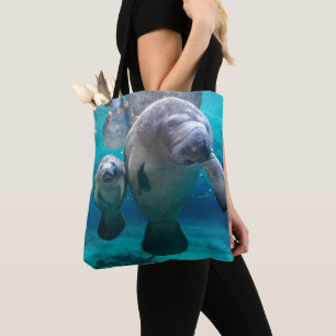 Mom And Baby Manatee (Three Sisters Springs) Tote Bag