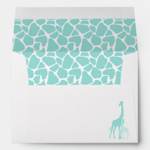 Mom and Baby Mint Giraffes Baby Shower Envelopes