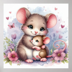 Mom and Baby Mouse Poster