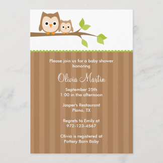 Mom and Baby Owl Baby Shower Invitations