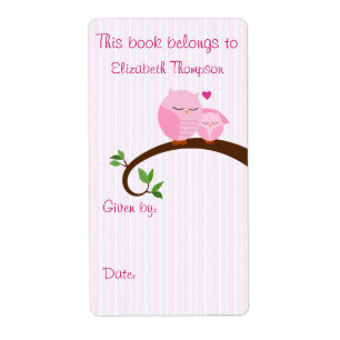 Mom and Baby Owl Book Label