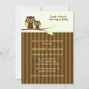 Mom and Baby Owl {green} Baby Shower Invitation