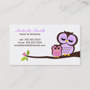 Mom and Baby Owl Kids Playdate Calling Cards