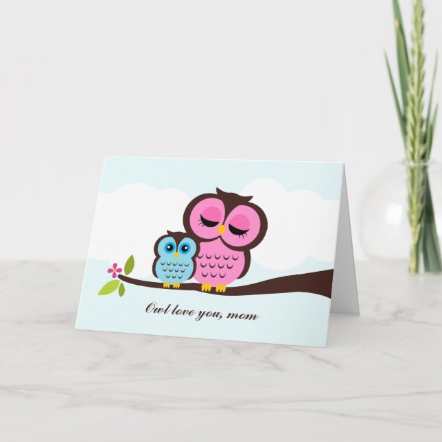 Mom and Baby Owl Mother's Day Card (Front)