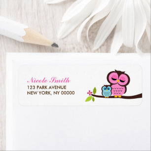 Mom and Baby Owl Return Address Labels