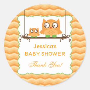 Mom and Baby Owls Unisex Baby Shower Sticker