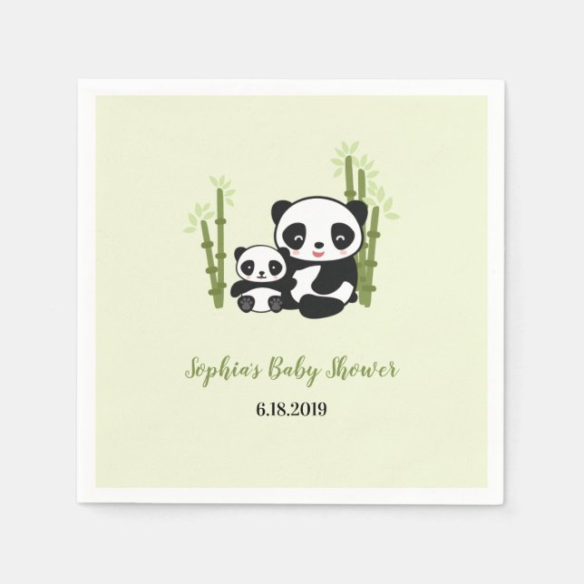 Mom and Baby Panda Bear Baby Shower Napkin (Front)