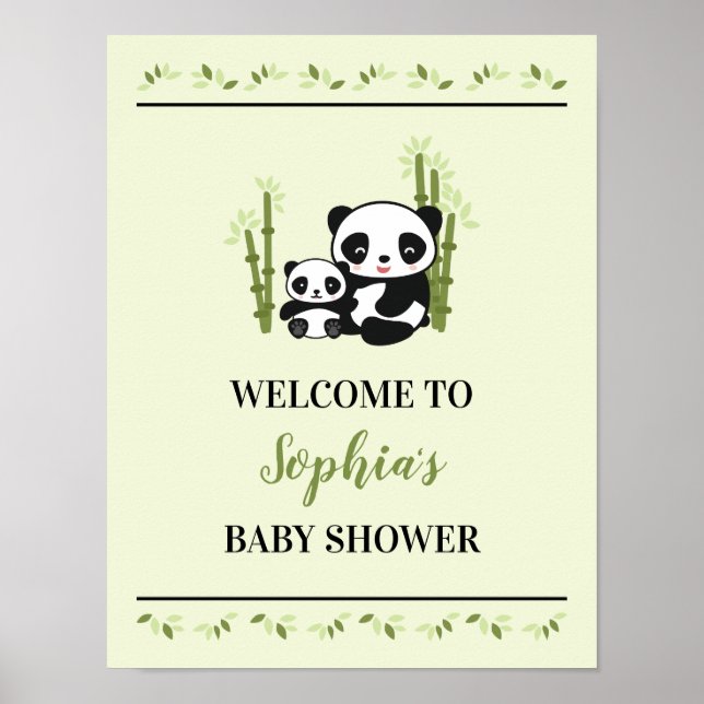 Mom and Baby Panda Bear Baby Shower Plate Poster (Front)