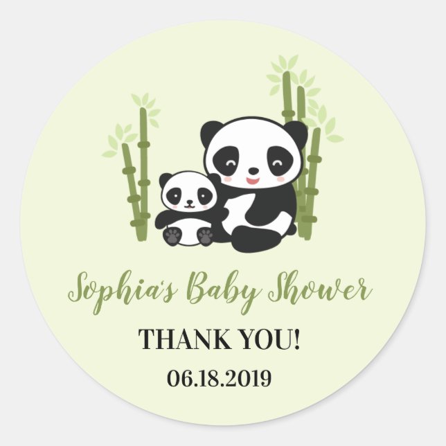 Mom and Baby Panda Bear Baby Shower Sticker (Front)