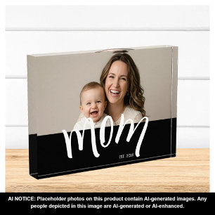 Mom and Baby Photo Custom Year Established  Block