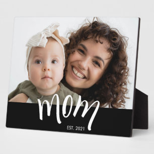 Mom and Baby Photo Custom Year Established Plaque