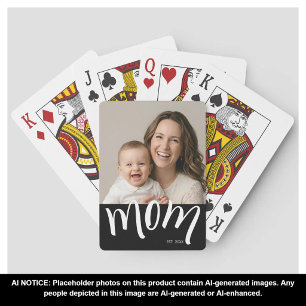 Mom and Baby Photo Custom Year Established Playing Cards