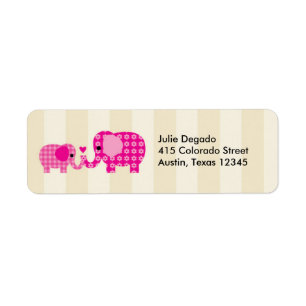 Mom and Baby Pink Elephant Label