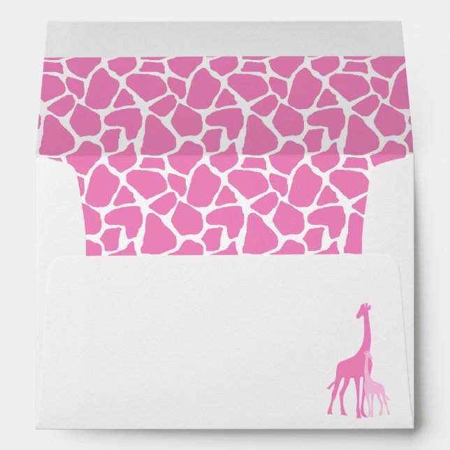 Mom and Baby Pink Giraffes Baby Shower Envelope (Back (Bottom))