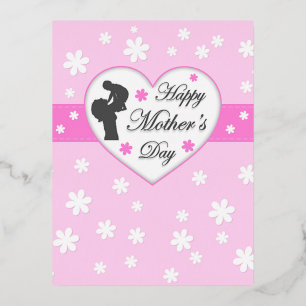 Mom and baby pink Mother's day Foil Holiday Postcard