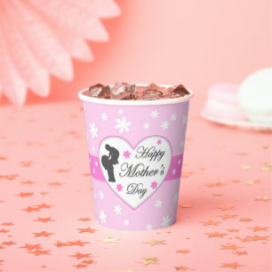 Mom and baby pink Mother's day Paper Cups