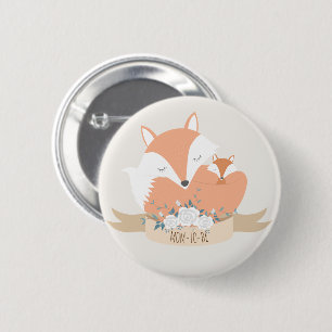 Mom and Baby Red Fox Baby Shower 2 Inch Round Button