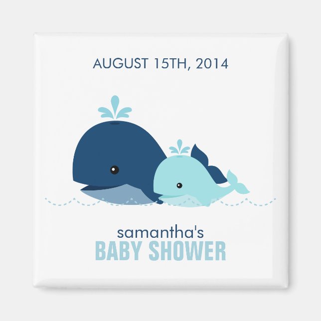 Mom and Baby Whale Baby Shower {blue} Magnet (Front)
