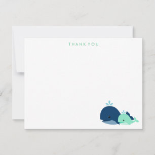 Mom and Baby Whale Thank You Notes {green}