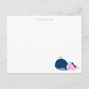 Mom and Baby Whale Thank You Notes {pink}