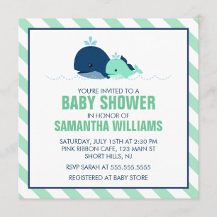 Mom and Baby Whales Baby Shower Invitation