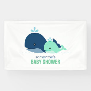 Mom and Baby Whales Gender Neutral Baby Shower Banner