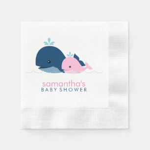 Mom and Baby Whales Girl Baby Shower Napkin
