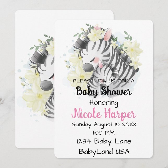 Mom and Baby Zebra Holiday Card (Front/Back)