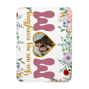 Mom and child love watercolor floral Mother's day Magnet