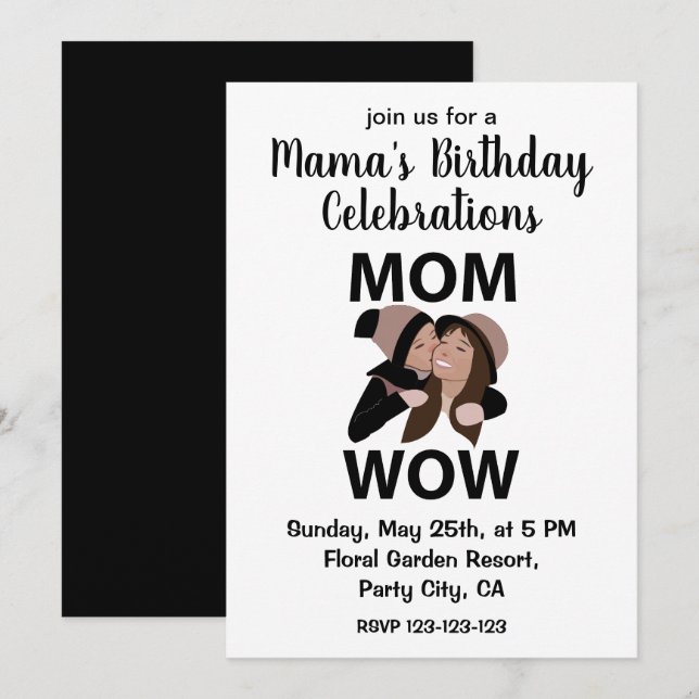 Mom and Child Mom's Birthday Invitation (Front/Back)
