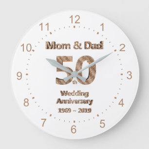 Mom and Dad 50th Wedding Anniversary 2019 Large Clock