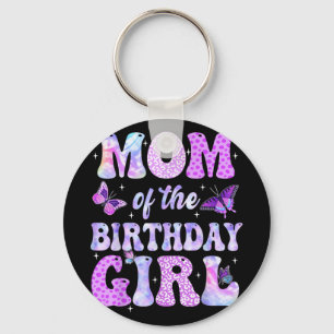 Mom And Dad Birthday Girl Butterfly Family Party D Keychain