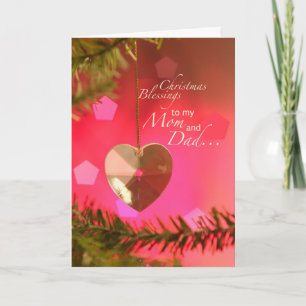 Mom and Dad Christmas Heart on Tree Simple Joys Holiday Card