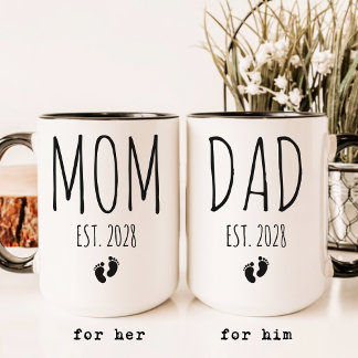Mom and Dad | Custom Elegant Script Baby Reveal Mug