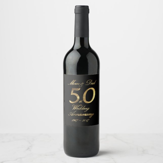 Mom and Dad Golden Wedding Anniversary 50th Wine Label (Front)
