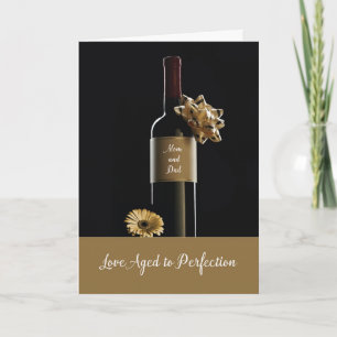 Mom and Dad Happy Anniversary Wine Bottle with Bow Card