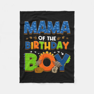 Mom And Dad Mama Birthday Boy Dinosaur Family Part Fleece Blanket