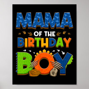 Mom And Dad Mama Birthday Boy Dinosaur Family Part Poster