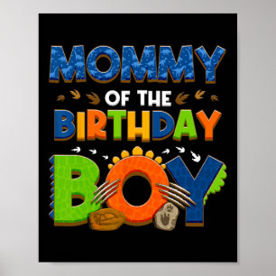 Mom And Dad Mommy Birthday Boy Dinosaur Family Par Poster
