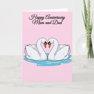 Mom and Dad Swans Anniversary Card