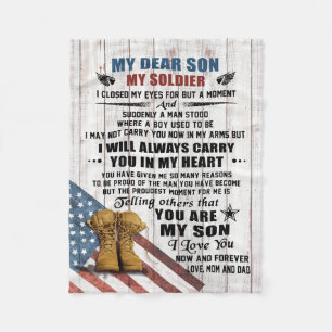 Mom And Dad To My dear son Army Fleece Blanket