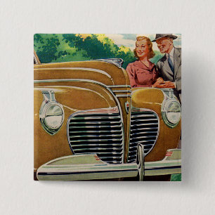 Mom and Dad's MAMMOTH golden 1941 Plymouth 2 Inch Square Button