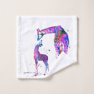 Mom And Daughter Giraffe Gift, Family Lover Gift Wash Cloth