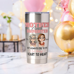 Mom And Daughter Hearts Connected Across Miles Insulated Tumbler