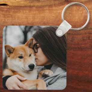 Mom And Dog Photo Keychain
