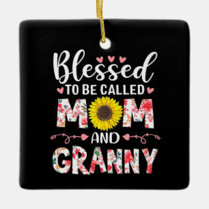 Mom And Granny Floral Birthday Ceramic Ornament