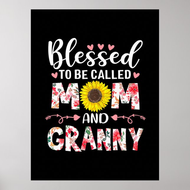 Mom And Granny Floral Birthday Poster (Front)