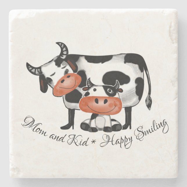 Mom and Kid * Happy Smiling Stone Coaster (Front)