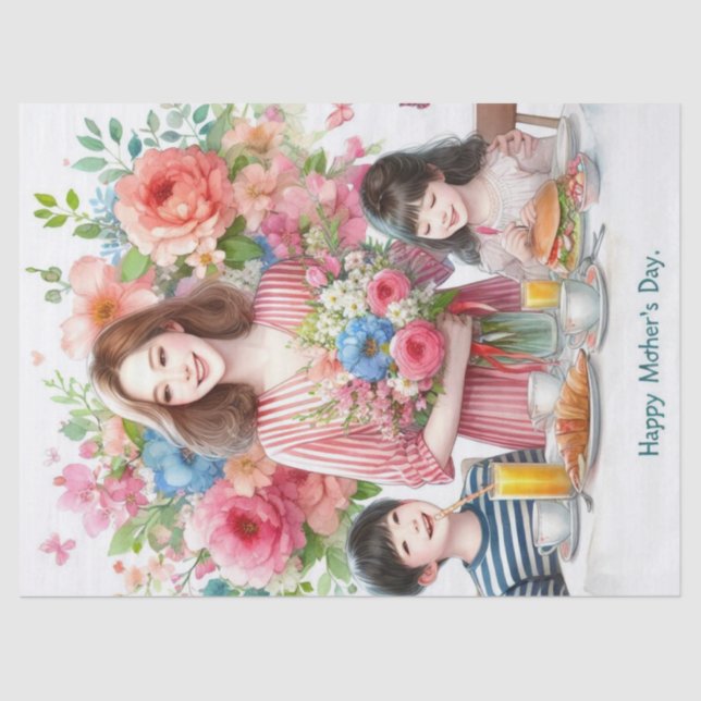 Mom and  Kid Mother's Day Tissue Paper (Front)